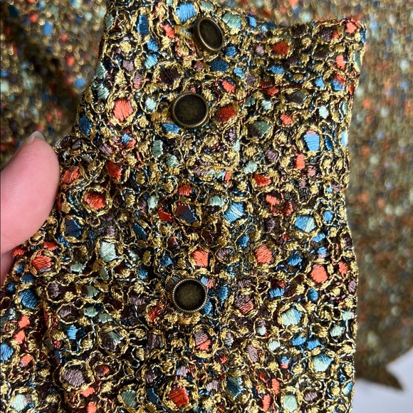 Ramy Brook Tien Magical Speckled Jacquard Embroidered Sheer Multicolor Blouse - Picture 6 of 13